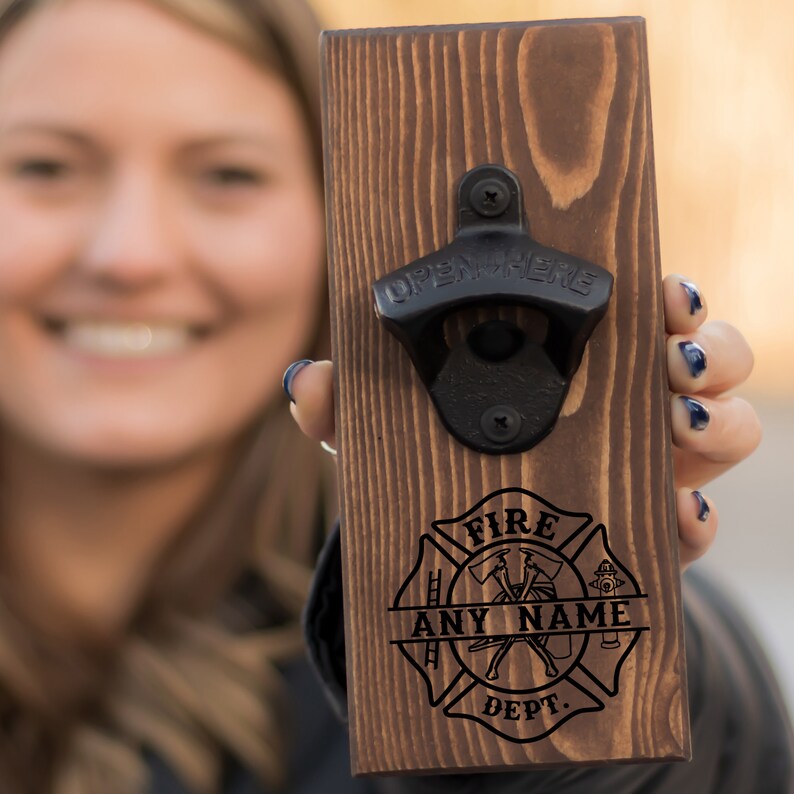 🔥 Personalized Firefighter Bottle Opener – Custom Fireman Gift