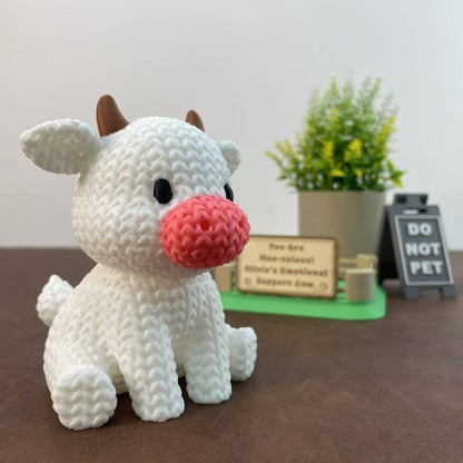 Emotional Support Cow Desk Buddy | Personalized Cow with Custom Wooden Sign