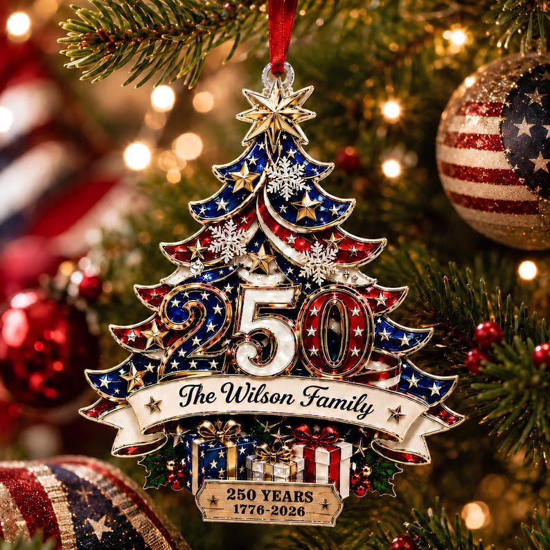 Personalized USA 250th Anniversary Christmas Ornament