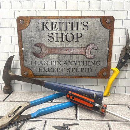 👨‍🔧 Father’s Day Gift – Custom Garage Sign | “Can’t Fix Stupid” Rust & Steel Design