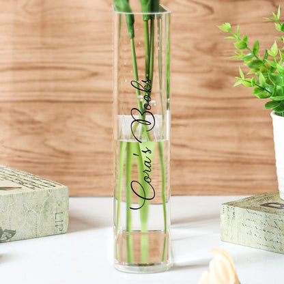 📖 Personalized Acrylic Book Vase – Custom Name Gift for Book Lovers