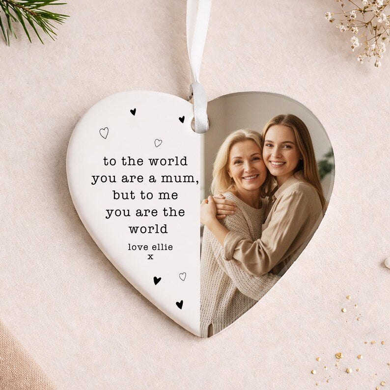 ❤️ Personalised Mum Photo Keepsake – Ceramic Hanging Heart