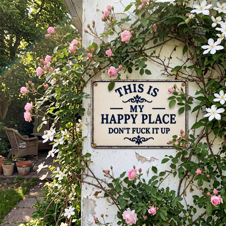 Custom "My Happy Place" Metal Sign