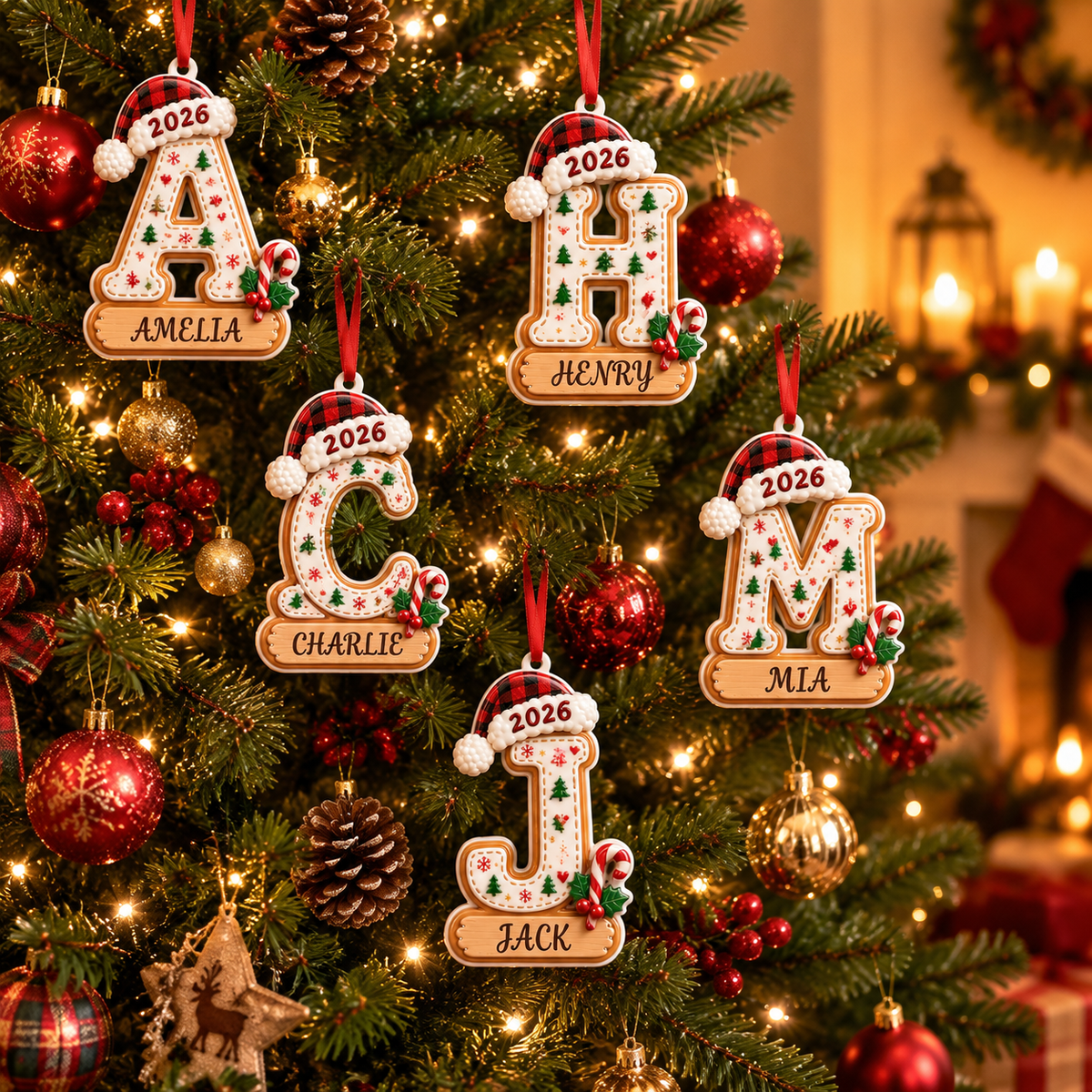 🎄 Personalized Initial Christmas 3D Relief Ornament