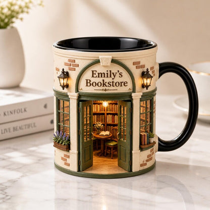 ☕ Personalized Bookstore Mug – Custom Book Lover Gift, Cozy Reading Nook Coffee Cup
