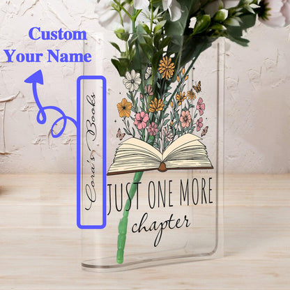 📖 Personalized Acrylic Book Vase – Custom Name Gift for Book Lovers