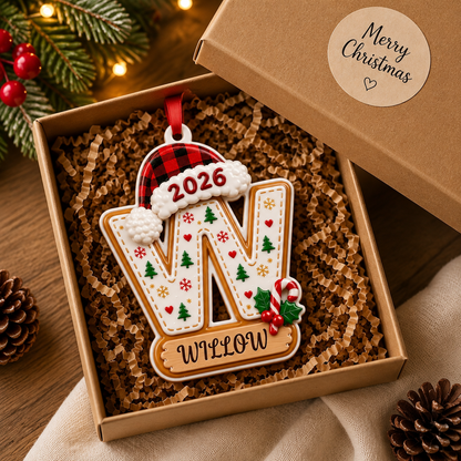 🎄 Personalized Initial Christmas 3D Relief Ornament