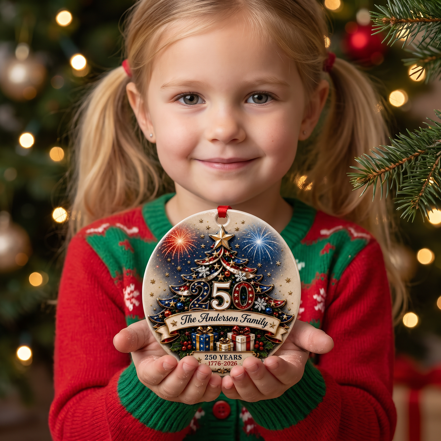 Personalized America 250th Anniversary Ornament