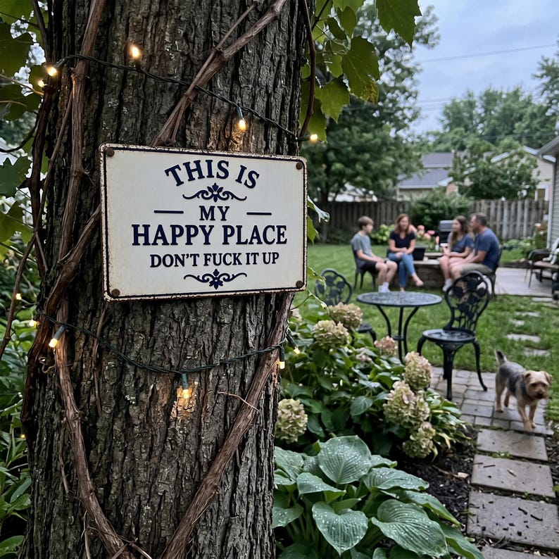 Custom "My Happy Place" Metal Sign