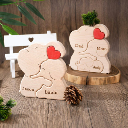 🐘Wooden Elephant Family Puzzle – Animal Family Decor