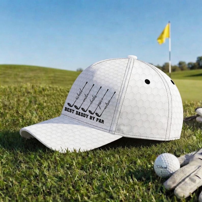 Personalized Best Dad By Par Cap, Grandpa Fathers Day Gift, Papa Name Golfing Gear, Husband Anniversary Keepsake