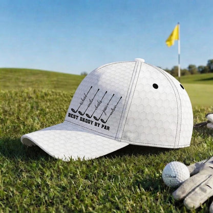 Personalized Best Dad By Par Cap, Grandpa Fathers Day Gift, Papa Name Golfing Gear, Husband Anniversary Keepsake