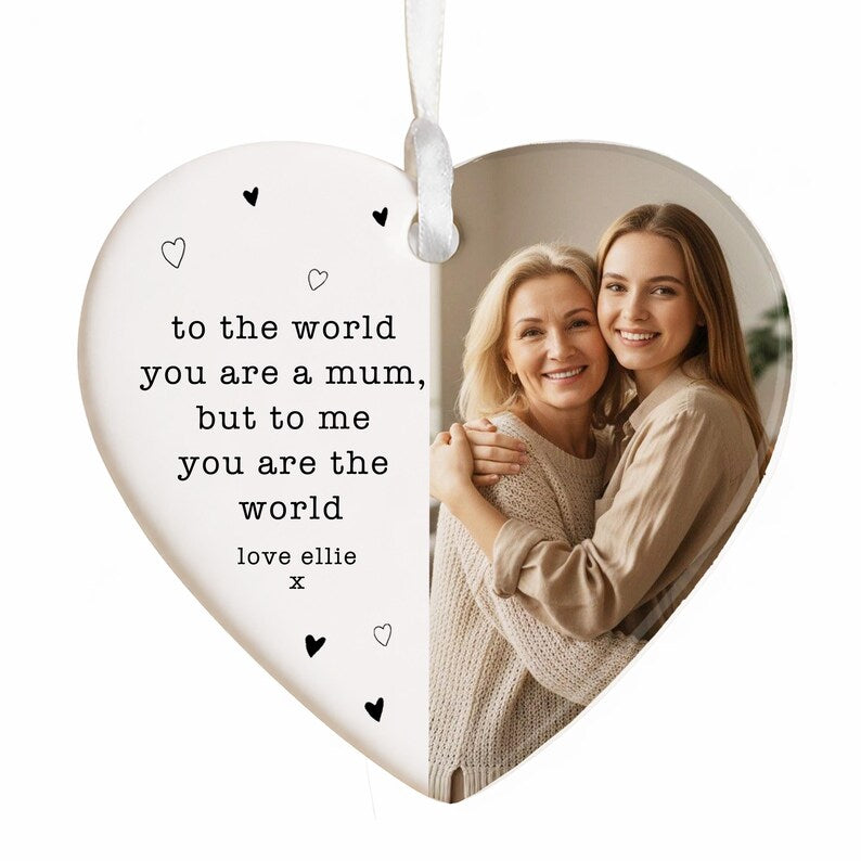 ❤️ Personalised Mum Photo Keepsake – Ceramic Hanging Heart