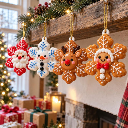 🎄🍪Christmas Snowflake Ornaments – Sweet Holiday Characters for Your Christmas Tree