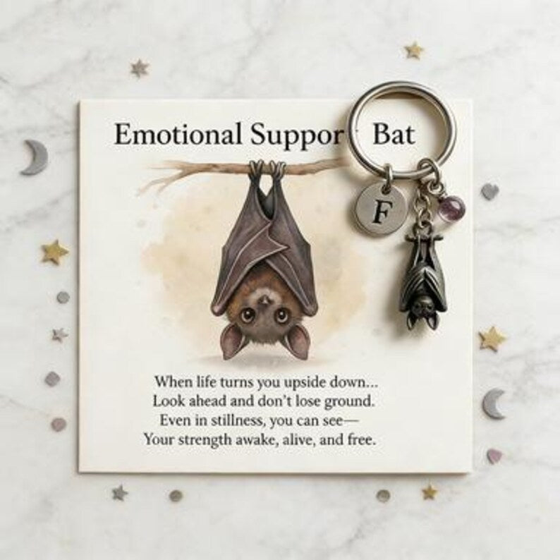 🦇 Personalized Emotional Support Bat Keychain – Your Pocket-Sized Anchor
