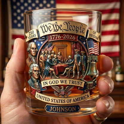 🥃 Personalized 250th Anniversary Patriotic Whiskey Glass