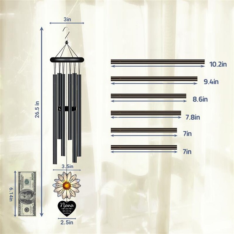 🌻 Personalized Nana Daisy Wind Chime