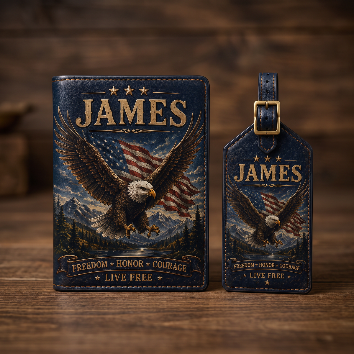 Personalised Men’s Passport Cover and Luggage Tag Set