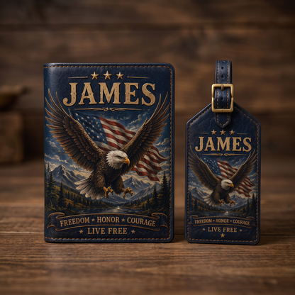 Personalised Men’s Passport Cover and Luggage Tag Set