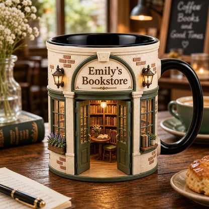 ☕ Personalized Bookstore Mug – Custom Book Lover Gift, Cozy Reading Nook Coffee Cup