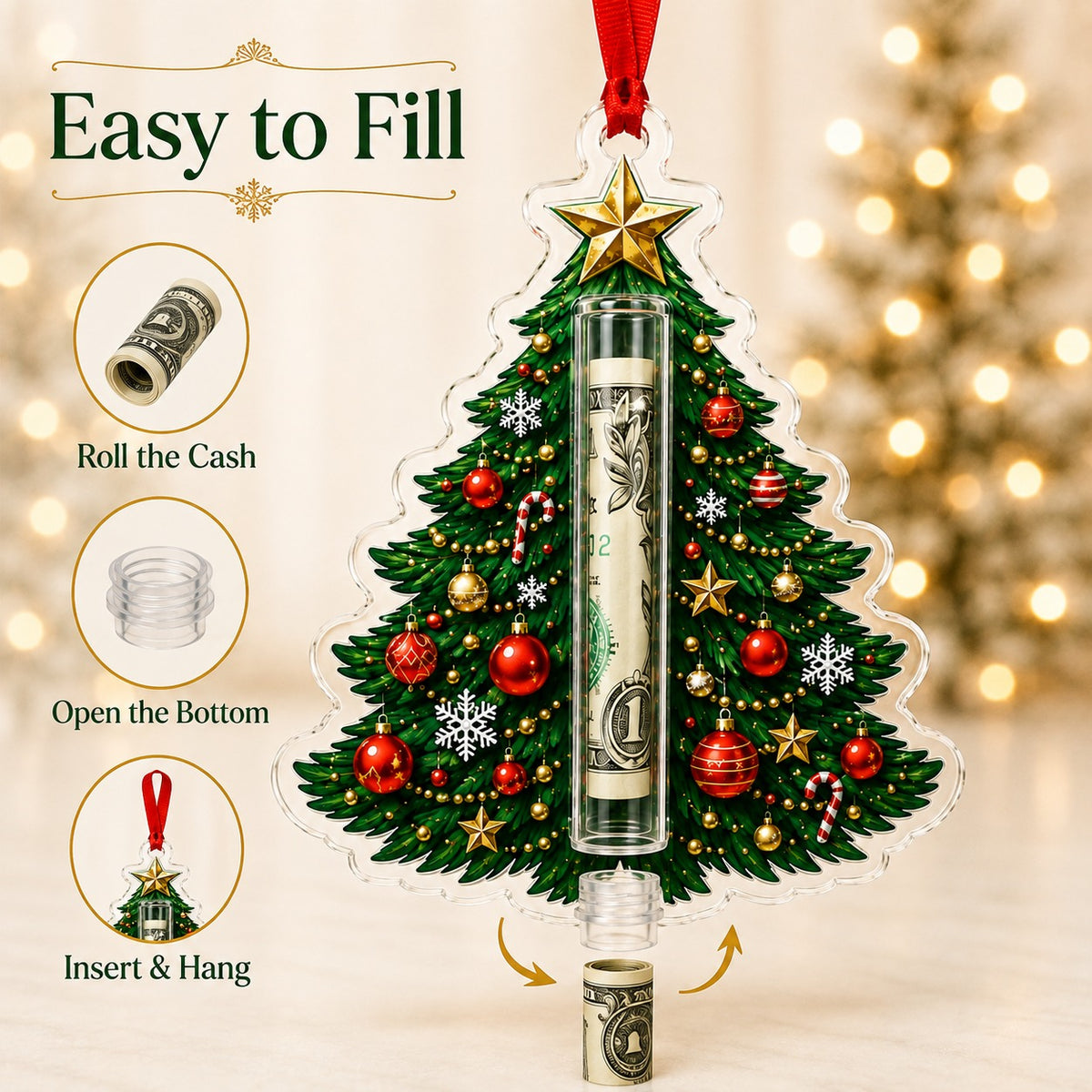 🎄 Christmas Cash Holder Ornament — Turn Cash Into a Christmas Surprise 💵✨