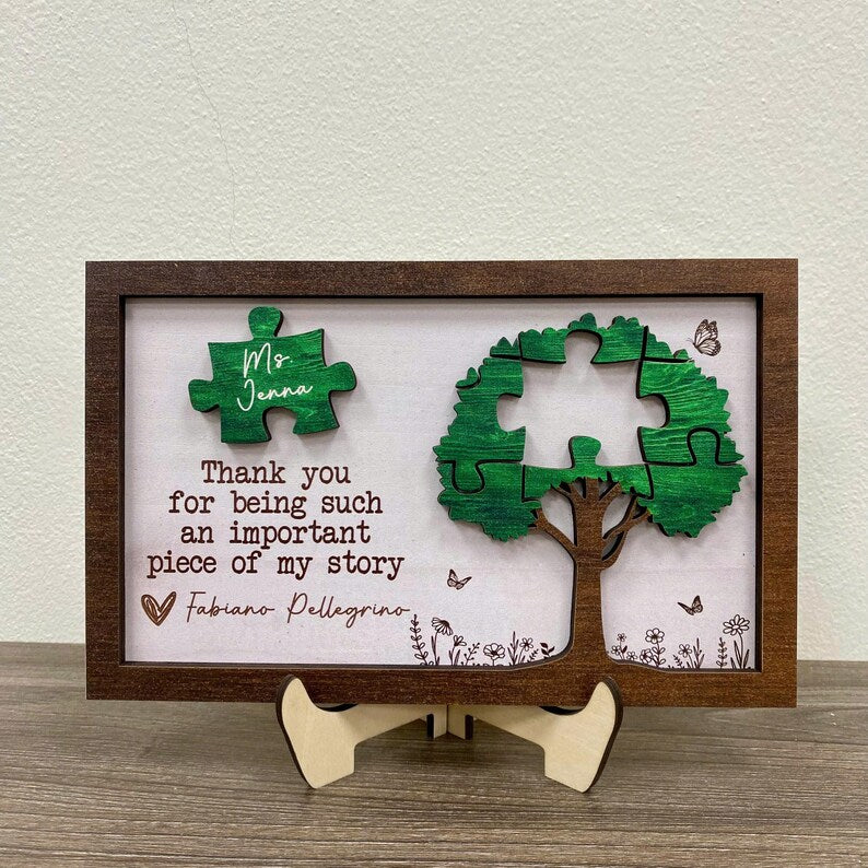 🍎Personalized Teacher Appreciation Sign – “Thank You for Being an Important Piece of My Story”