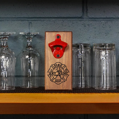 🔥 Personalized Firefighter Bottle Opener – Custom Fireman Gift