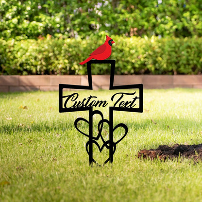 🐦 Custom Cardinal Memorial Stake – Laser Cut Metal Garden Sign