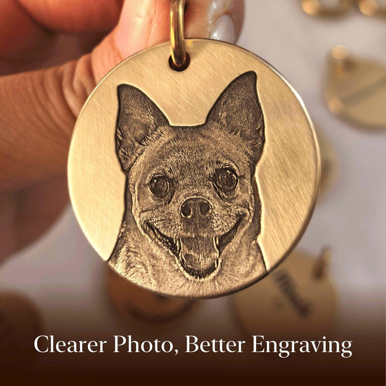🔑Personalized Pet Photo Keychain – Custom Pet Portrait Engraved in Solid Brass