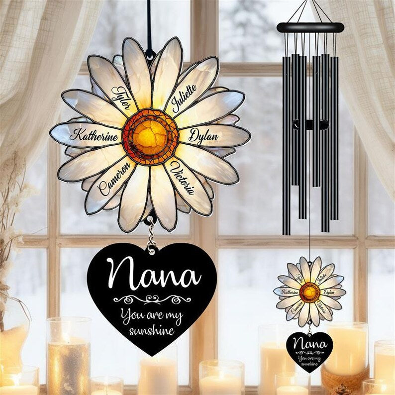 🌻 Personalized Nana Daisy Wind Chime