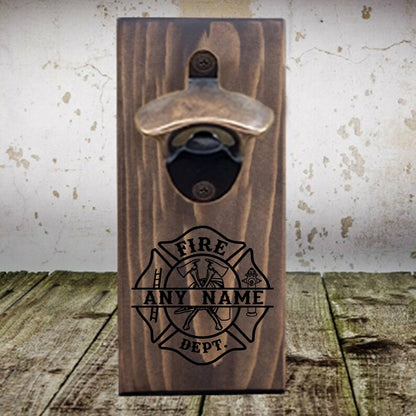 🔥 Personalized Firefighter Bottle Opener – Custom Fireman Gift