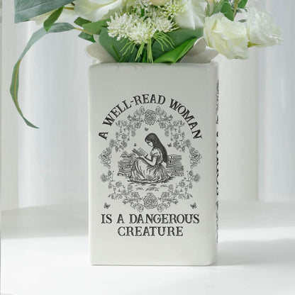 📚 Personalized Ceramic Book Vase – Home Decor Gift for Book Lovers