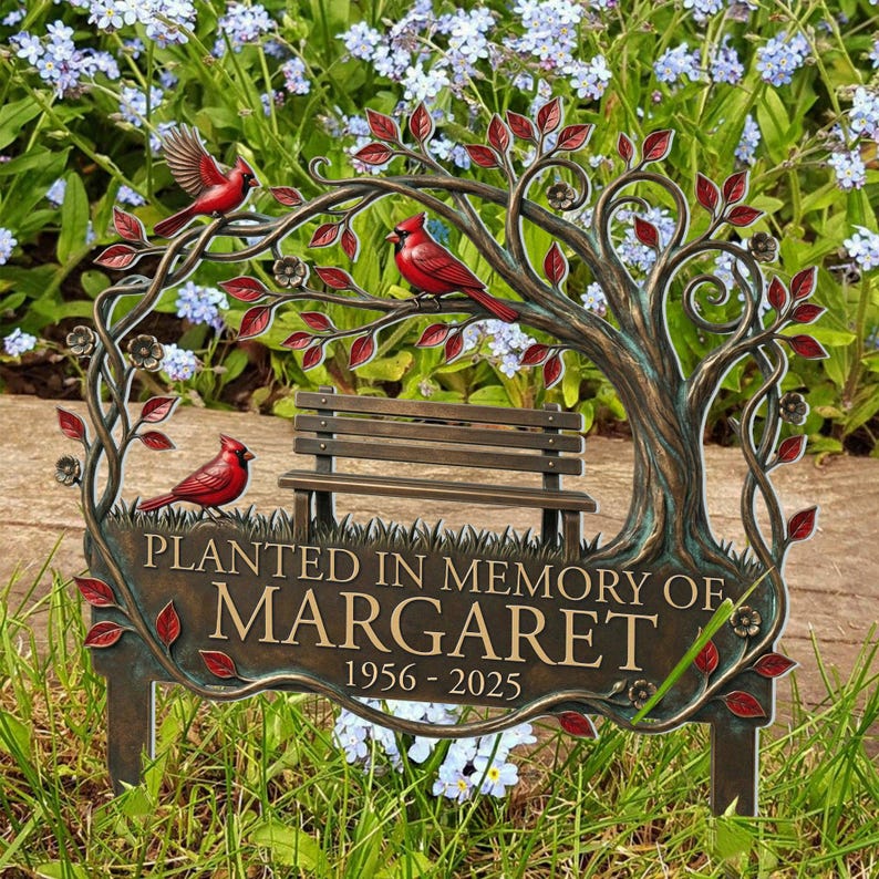 Personalized Cardinal Memorial Garden Stake