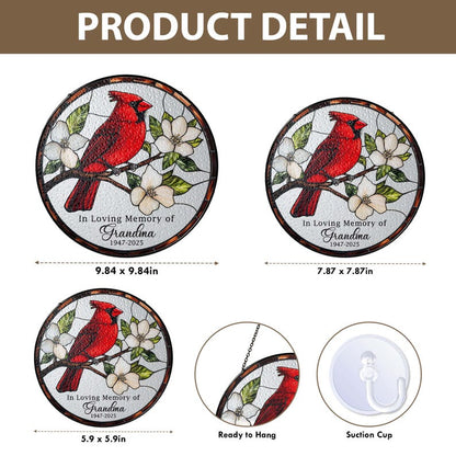 🕊️ Personalized Memorial Stained Glass Suncatcher – Cardinal Glass Decor
