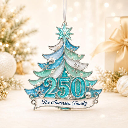 Personalized Sea Glass America 250th Christmas Ornament