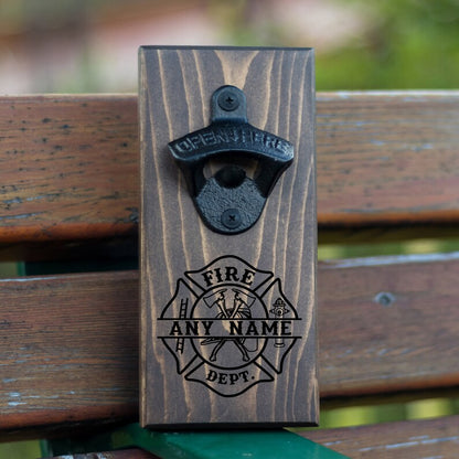 🔥 Personalized Firefighter Bottle Opener – Custom Fireman Gift