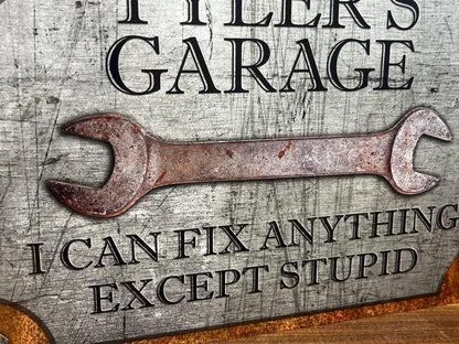 👨‍🔧 Father’s Day Gift – Custom Garage Sign | “Can’t Fix Stupid” Rust & Steel Design