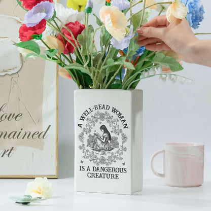 📚 Personalized Ceramic Book Vase – Home Decor Gift for Book Lovers