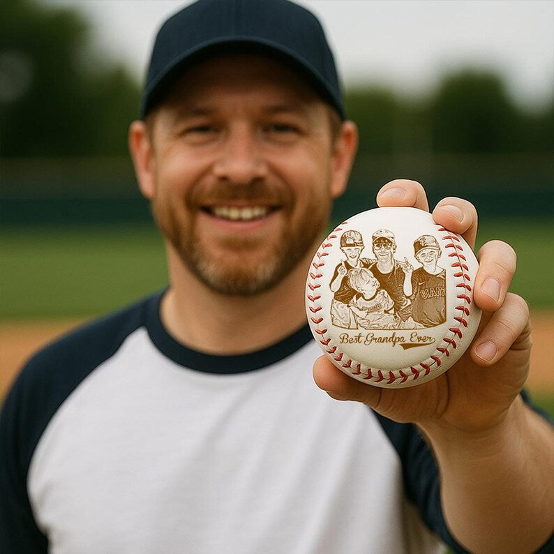 Custom Photo Engraved Baseball – Personalized with Your Kid's Picture