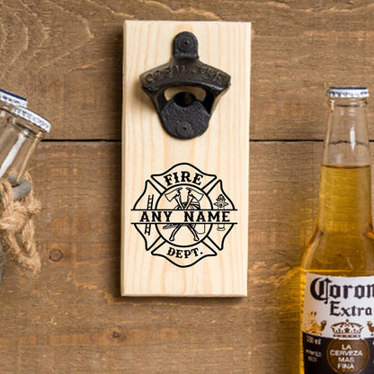 🔥 Personalized Firefighter Bottle Opener – Custom Fireman Gift