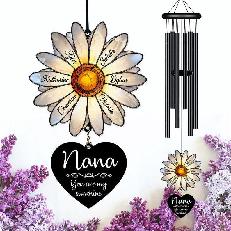 🌻 Personalized Nana Daisy Wind Chime