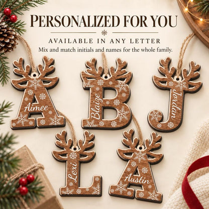 Custom Reindeer Initial Ornament