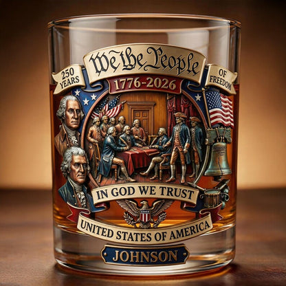 🥃 Personalized 250th Anniversary Patriotic Whiskey Glass