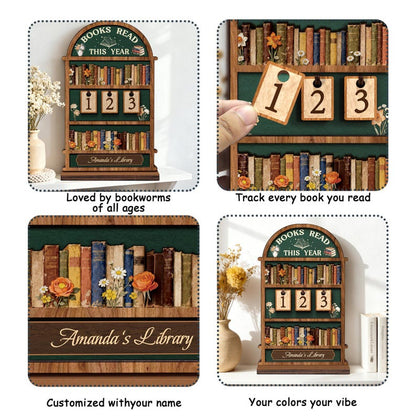 📚 Personalized Reading Tracker – Vintage Arched Wooden "Books Read This Year" Counter