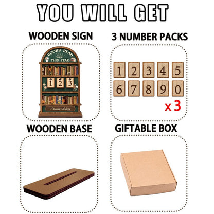📚 Personalized Reading Tracker – Vintage Arched Wooden "Books Read This Year" Counter