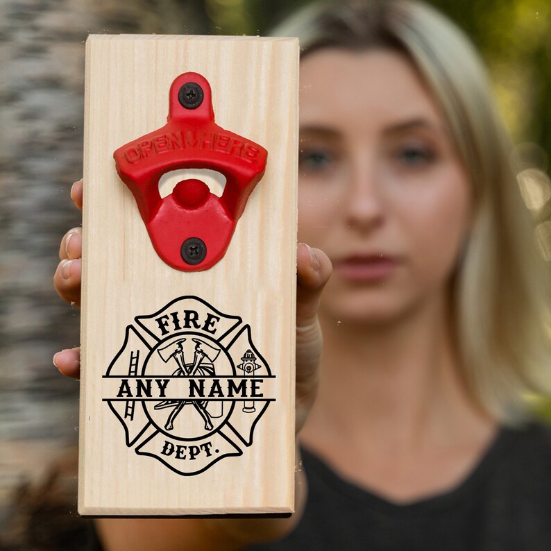 🔥 Personalized Firefighter Bottle Opener – Custom Fireman Gift