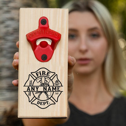 🔥 Personalized Firefighter Bottle Opener – Custom Fireman Gift