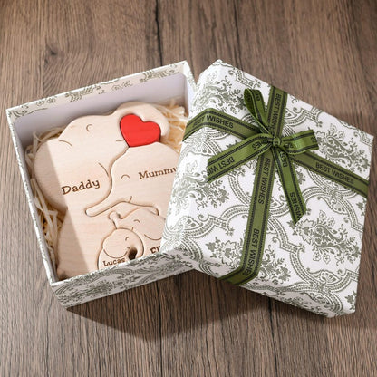 🐘Wooden Elephant Family Puzzle – Animal Family Decor