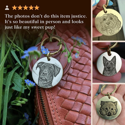 🔑Personalized Pet Photo Keychain – Custom Pet Portrait Engraved in Solid Brass