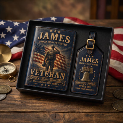 Personalised Men’s Passport Cover and Luggage Tag Set
